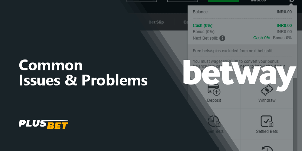 The most common problems that are associated with the Betway account