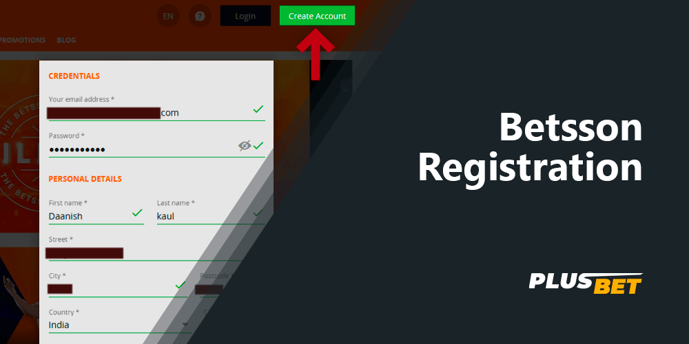 Step by step registration for new players at Betsson bookie