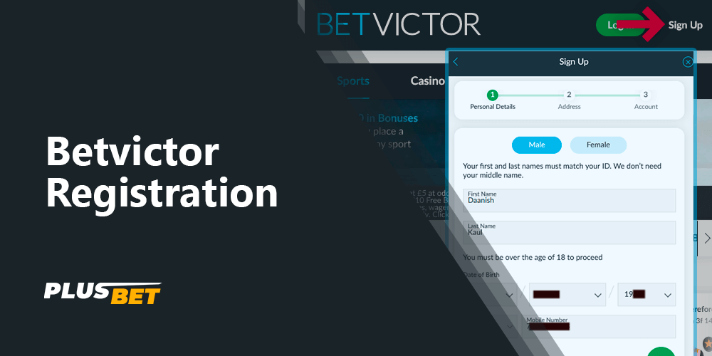 Betvictor Registration - step by step instruction