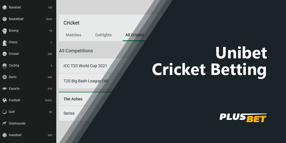 Unibet bookmaker allows to bet on cricket, which is very popular in India