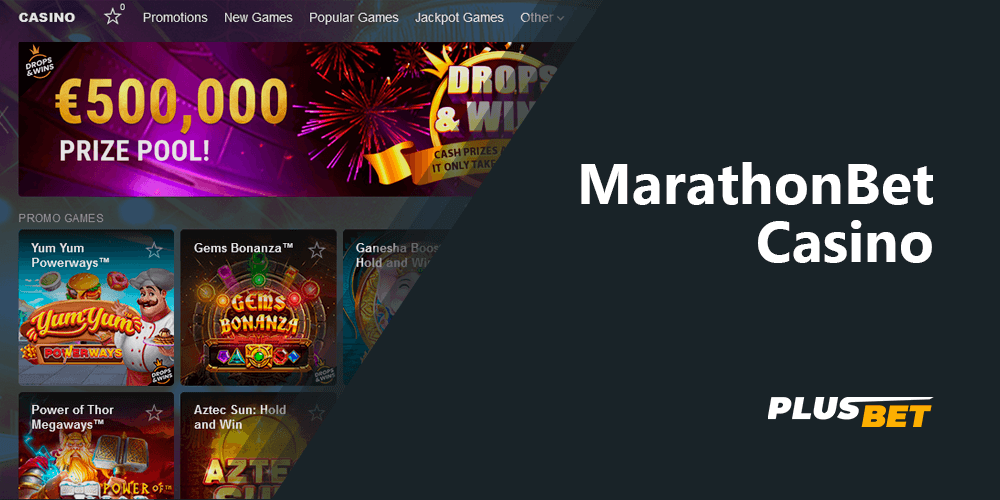 At MarathonBet Casino you will find a huge list of available games, slots and other entertainment