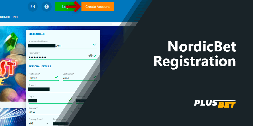 NordicBet Registration step-by-step instruction for new users