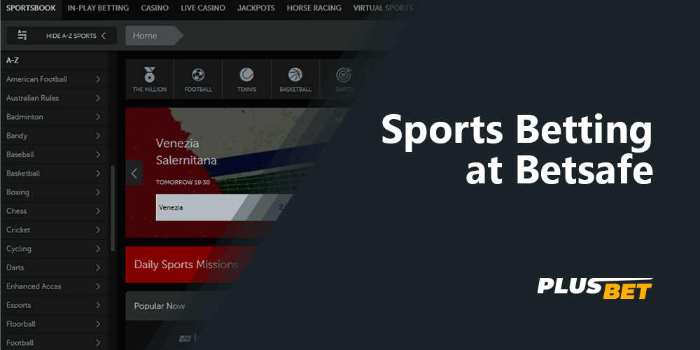 About 300 options for sports betting at Betsafe sportsbook 