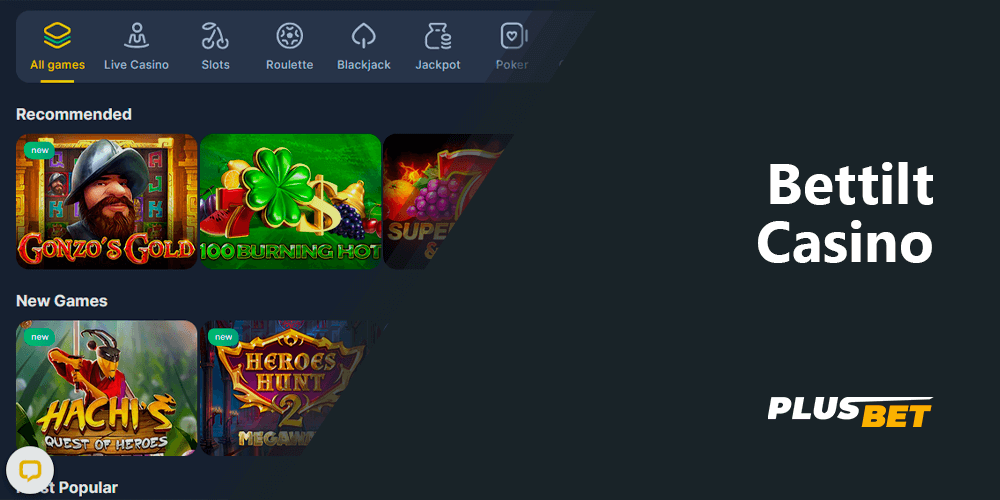 Bettilt Casino is a separate section on the website, where you can play gambling