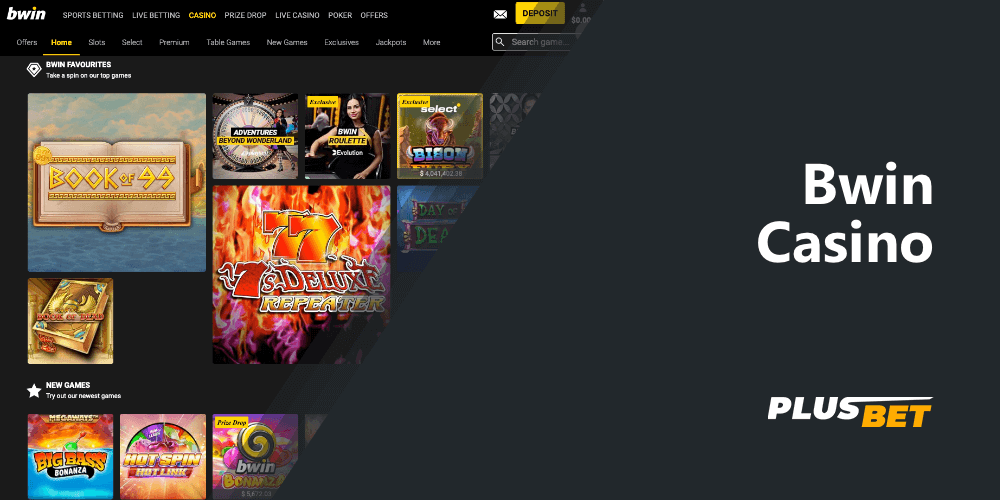 A special section of Bwin with a casino allows you to play popular gambling games