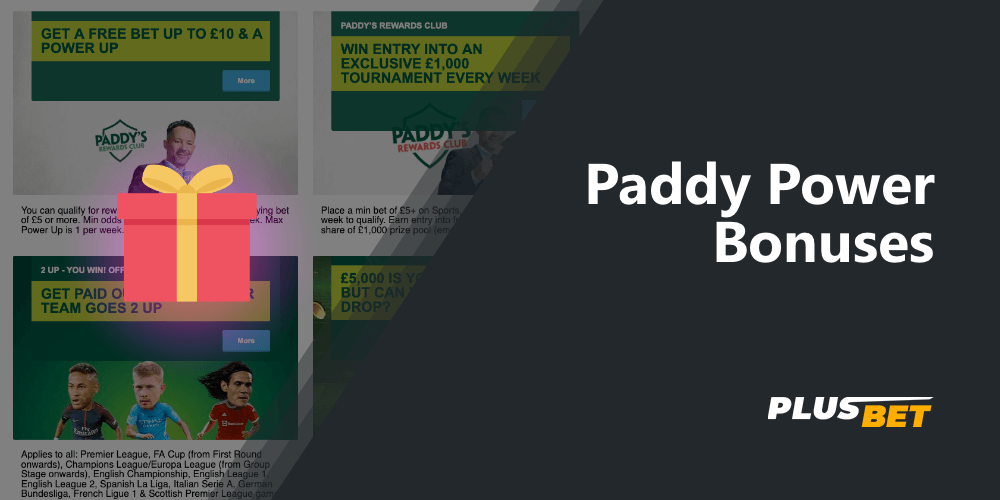After registration Paddy Power gives gifts and bonuses to new customers
