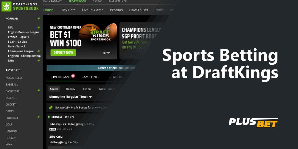 A wide variety of sports on DraftKings site allows you to bet on your favorite sports