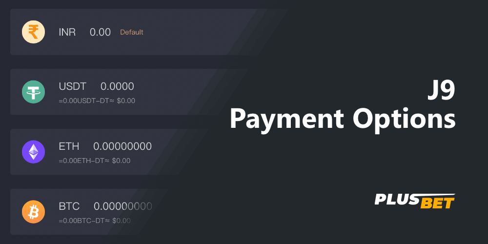 List of available payment methods in cryptocurrency on J9 website
