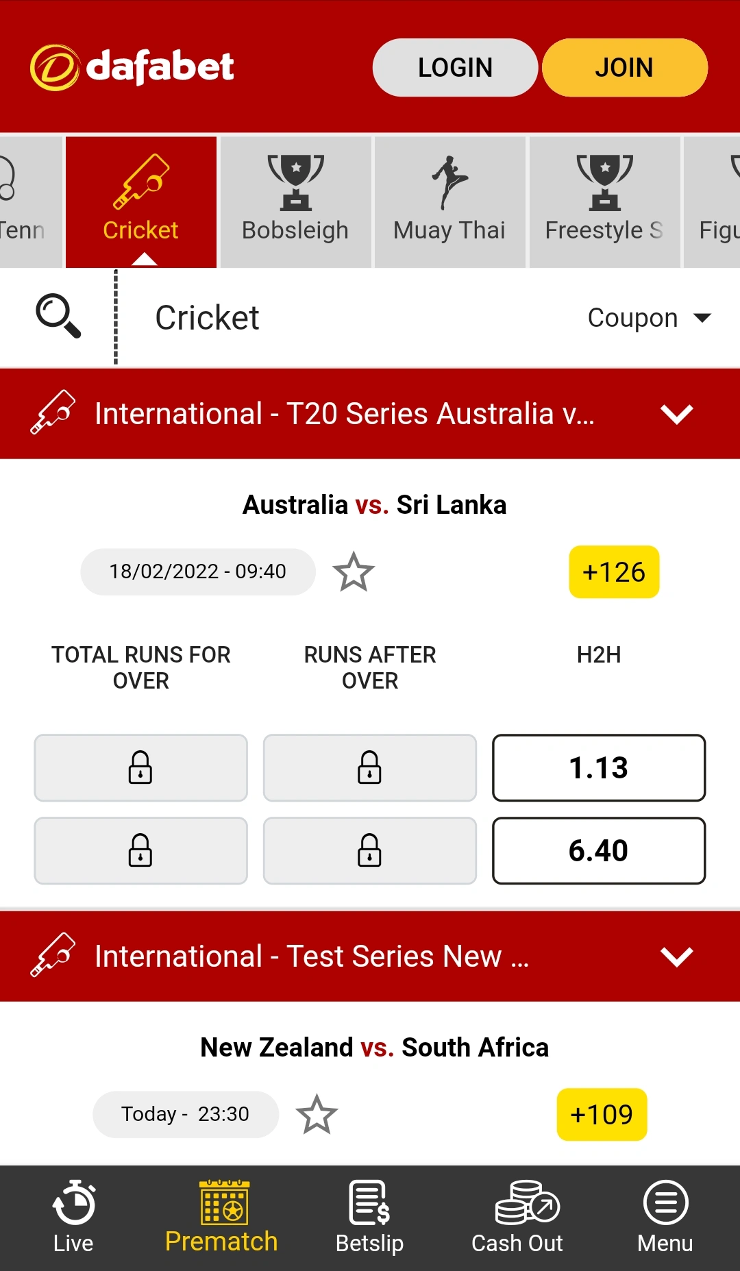 List of current cricket matches