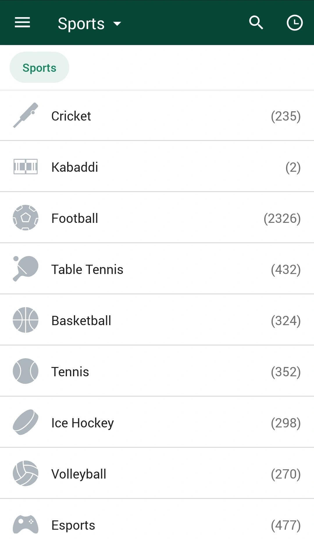 List of available sports disciplines