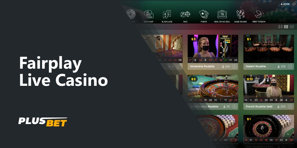 a special section of the live casino allows you to play with real croupiers