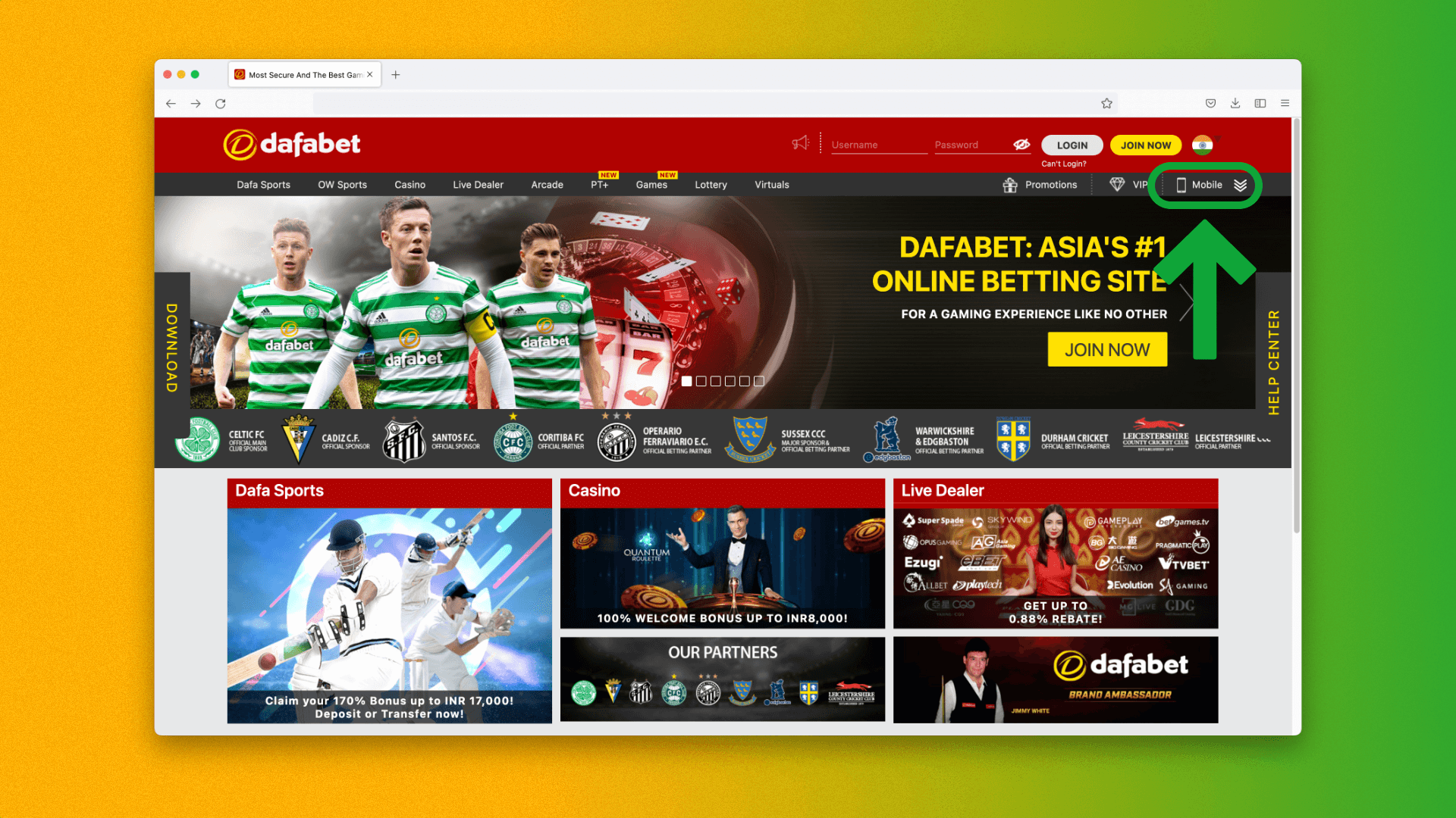 dafabet bookmaker website home page