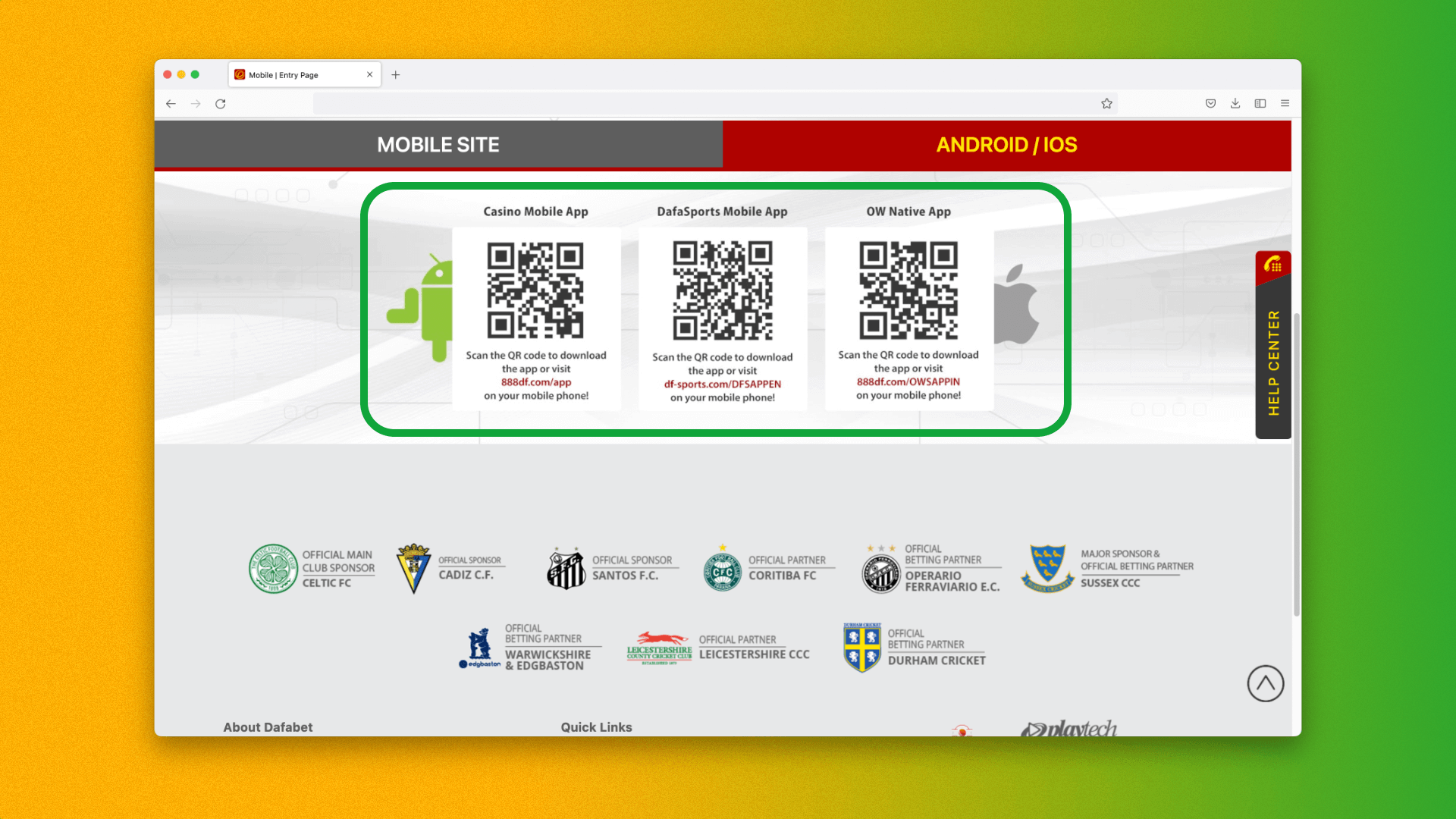 qr code to download the dafabet mobile app