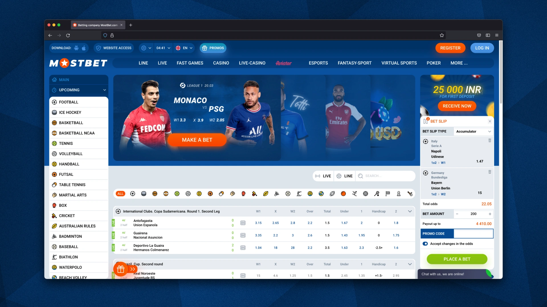 mostbet india home page