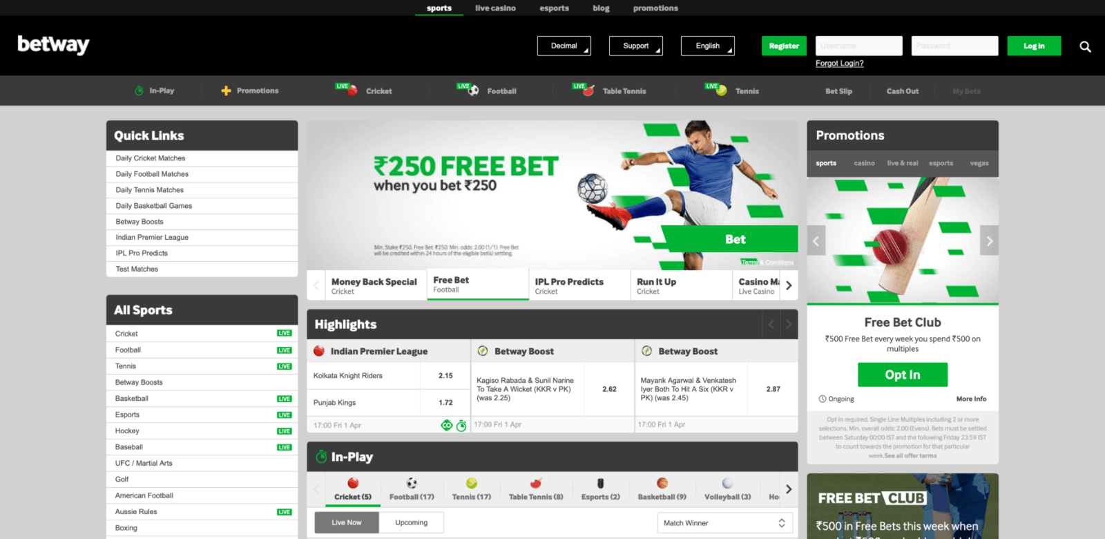 betway home page