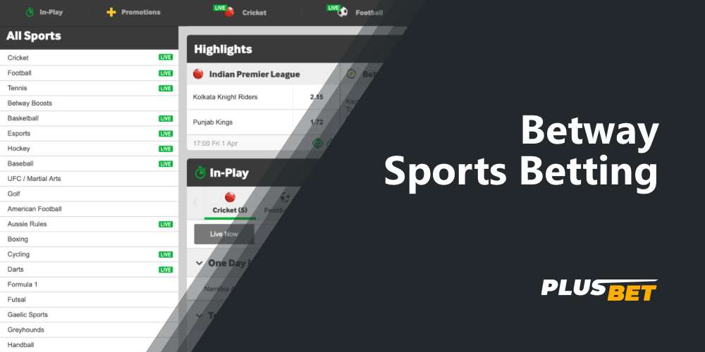 The betway website offers many sports disciplines and the same number of types of sports betting