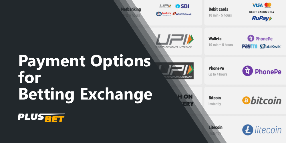 the list of available payment methods on betting exchange sites