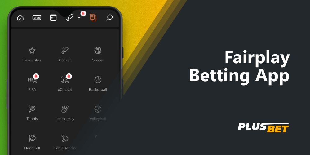 the list of available sports disciplines for betting in the fairplay app