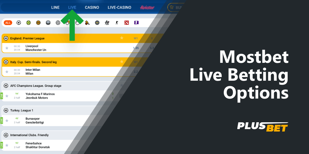 live betting is a separate section on the website Mostbet in which you can bet on matches in real time