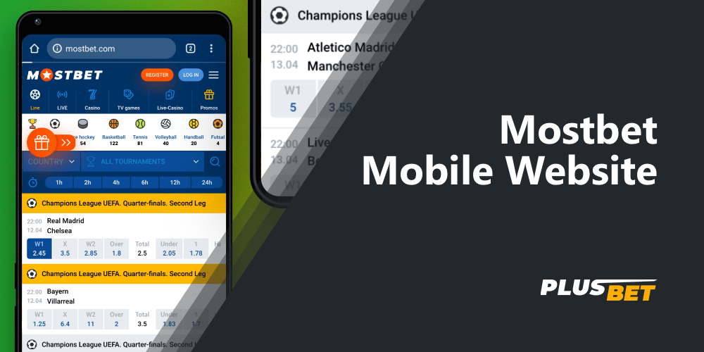 mobile version of Mostbet bookie website