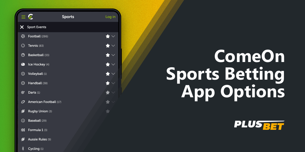 The list of sports on which you can bet in the mobile app ComeOn
