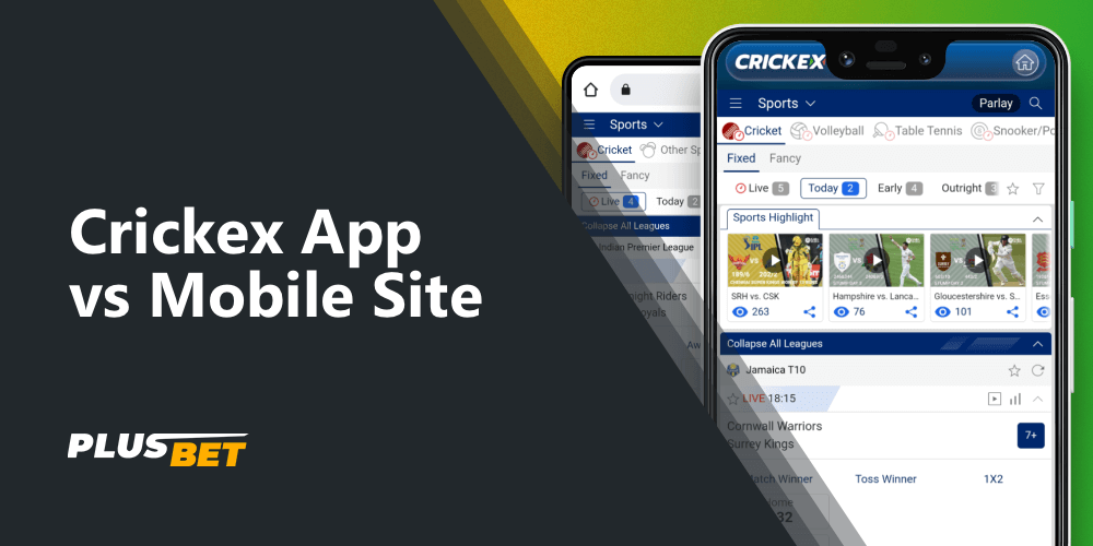 the main differences between the mobile app and the mobile version of the crickex website