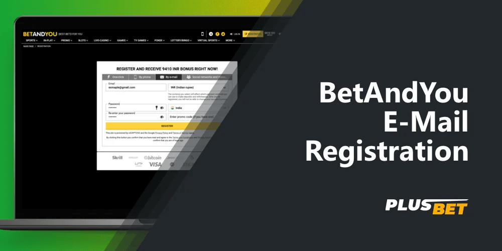 A step-by-step guide on how to register with BetAndYou using email
