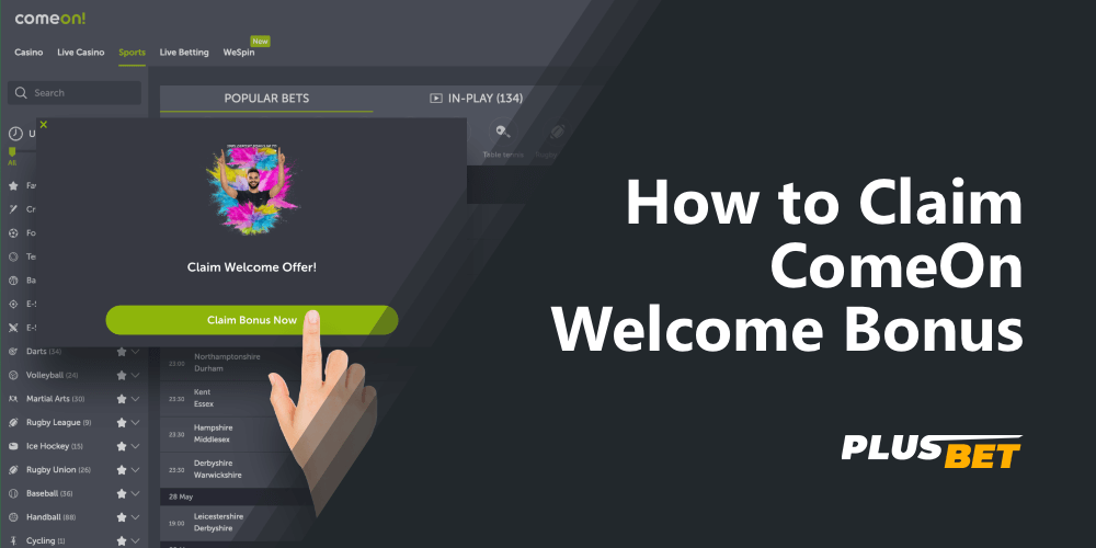 Getting a Welcome Bonus from ComeOn for customers from India