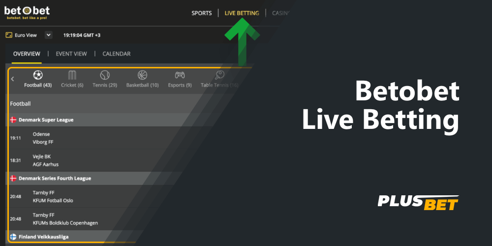Betobet live betting allows you to bet on sports in real time on current events