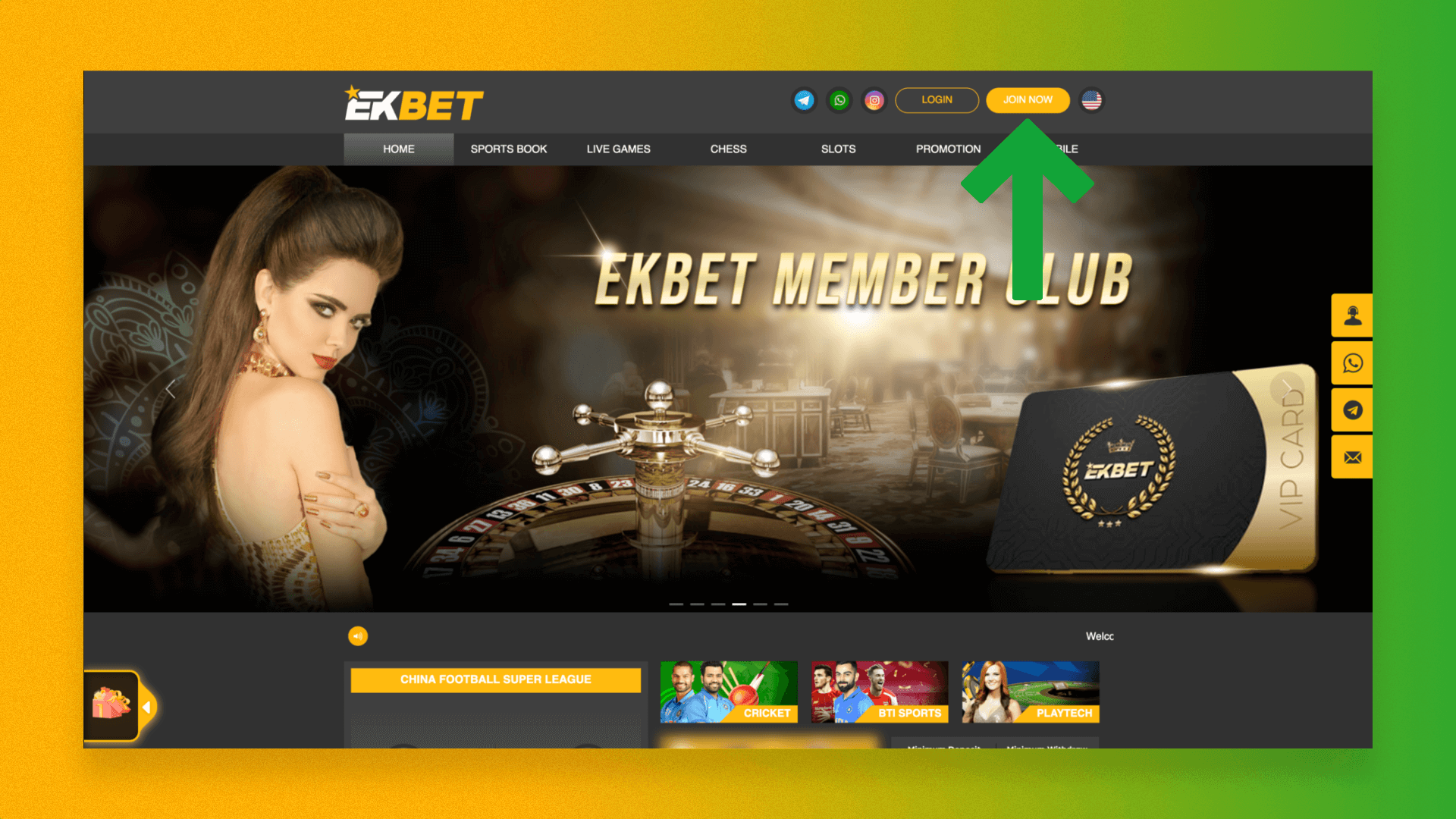 Home page of Ekbet official website