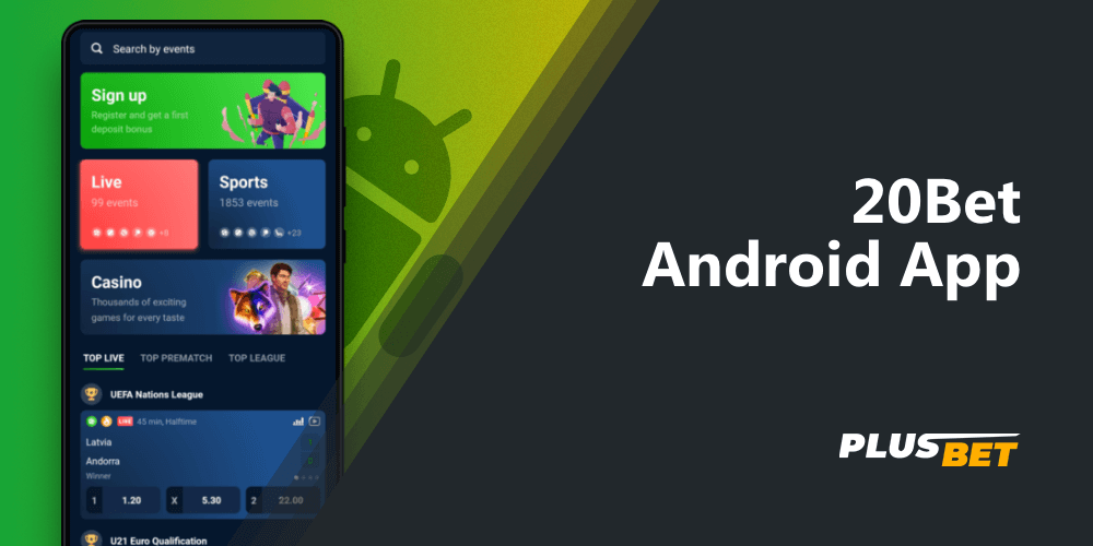 20Bet mobile app for Android smartphones