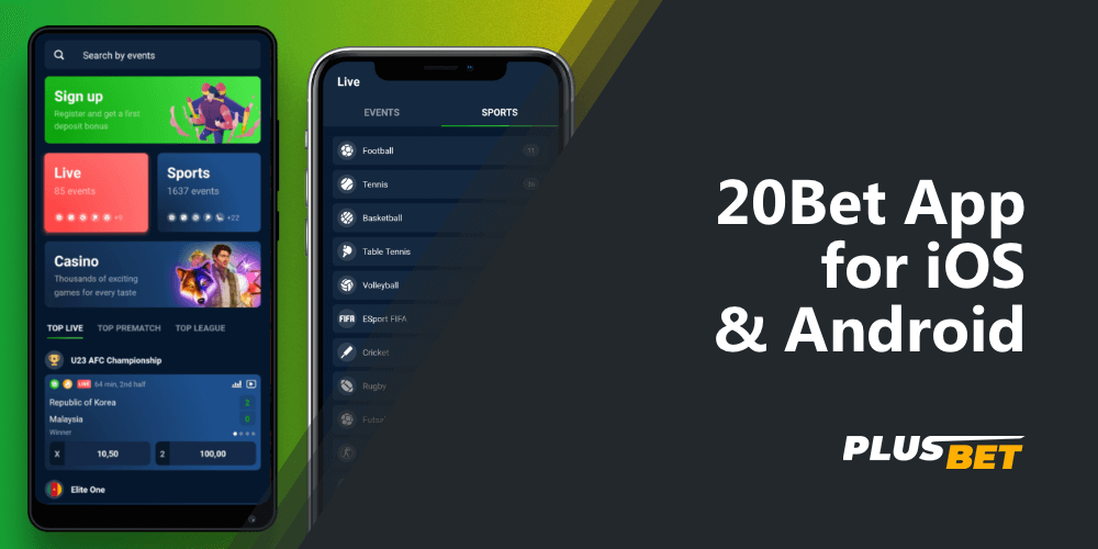 20Bet free mobile app for sports betting and casino games