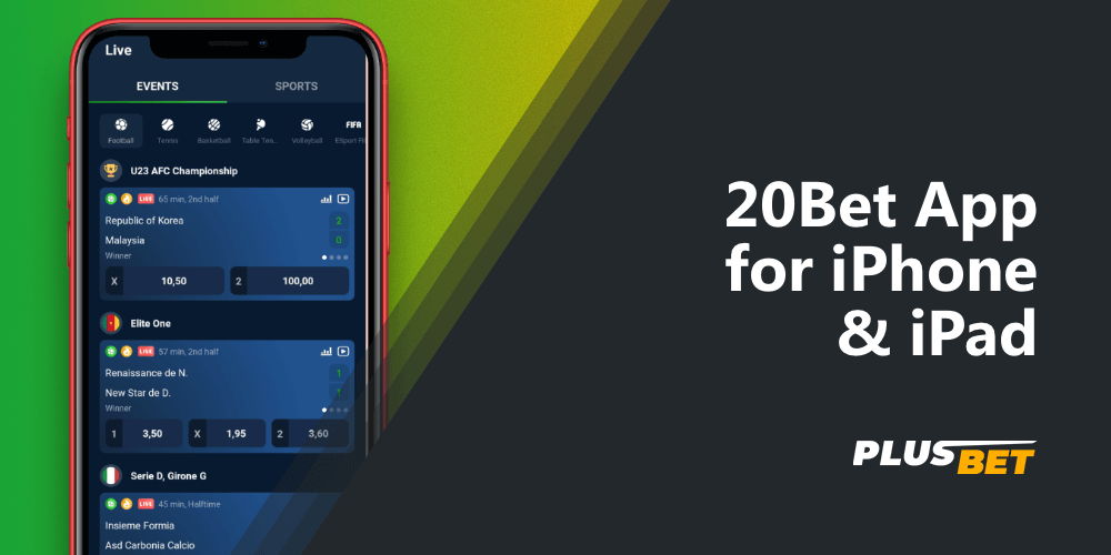 20Bet mobile app for iPhone and iPad