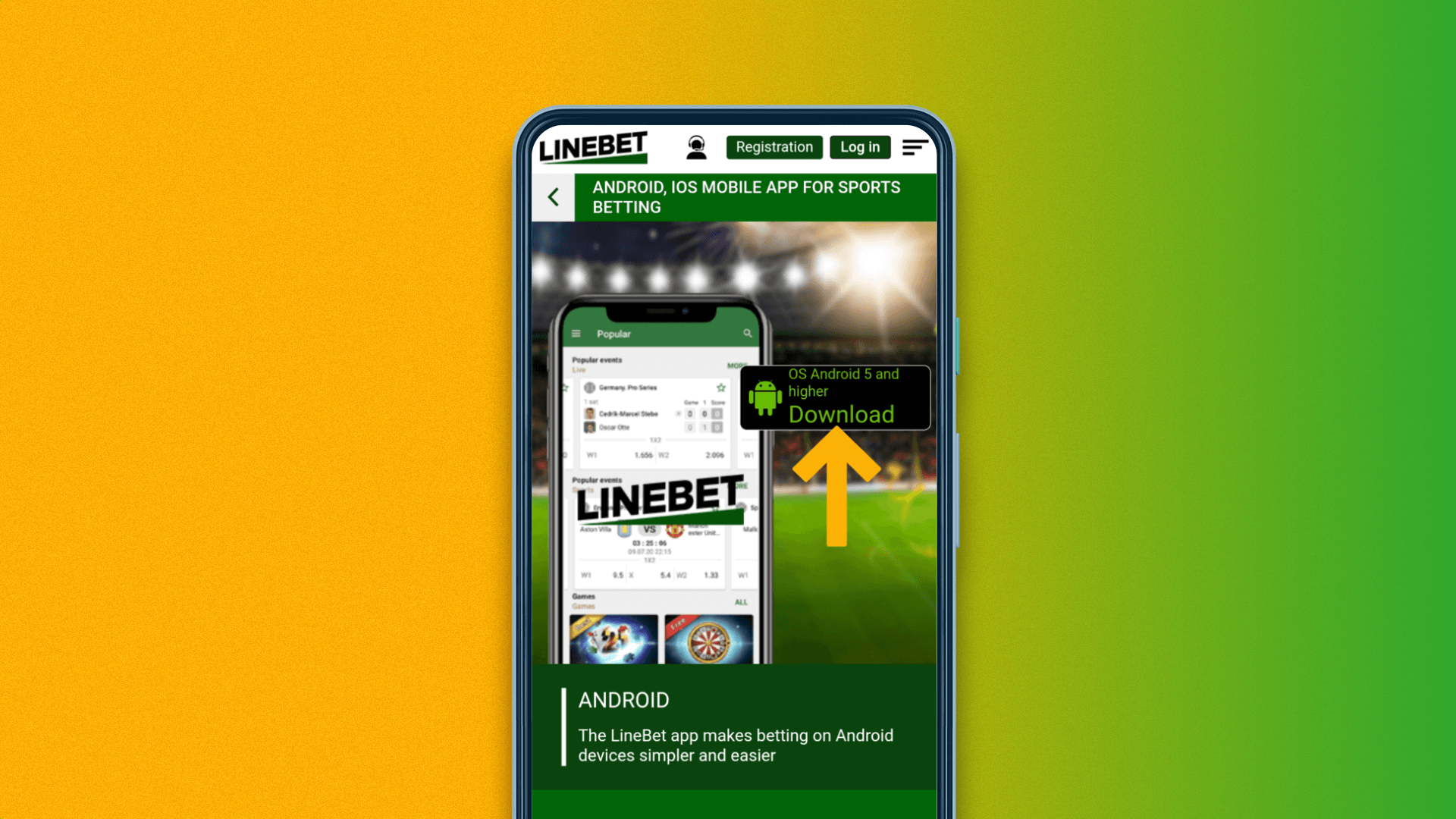 Linebet website page, where can download the mobile app for Android