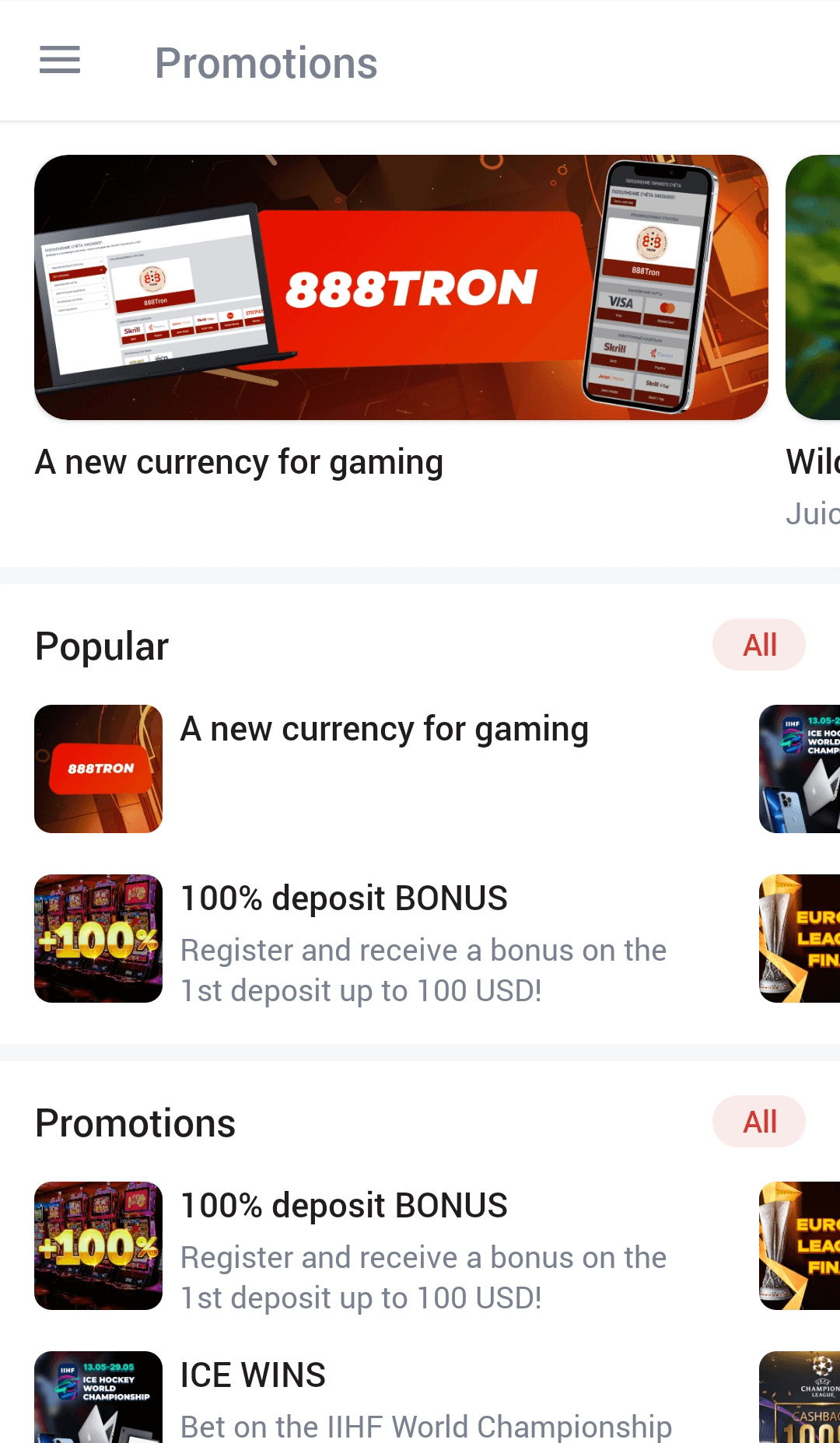 Actual bonuses and promotions in the 888starz app