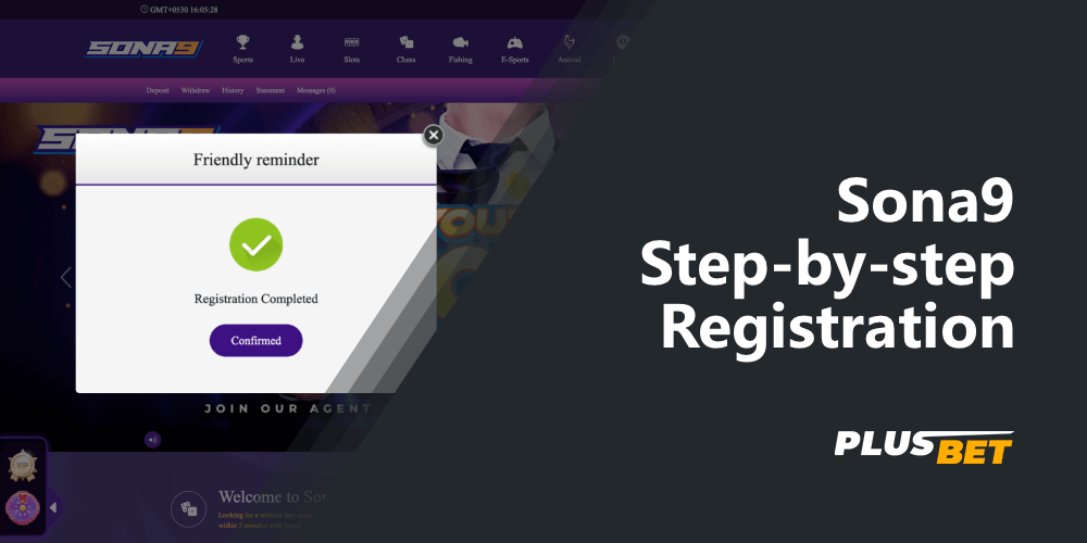 Notification of successful registration of a new Sona9 user