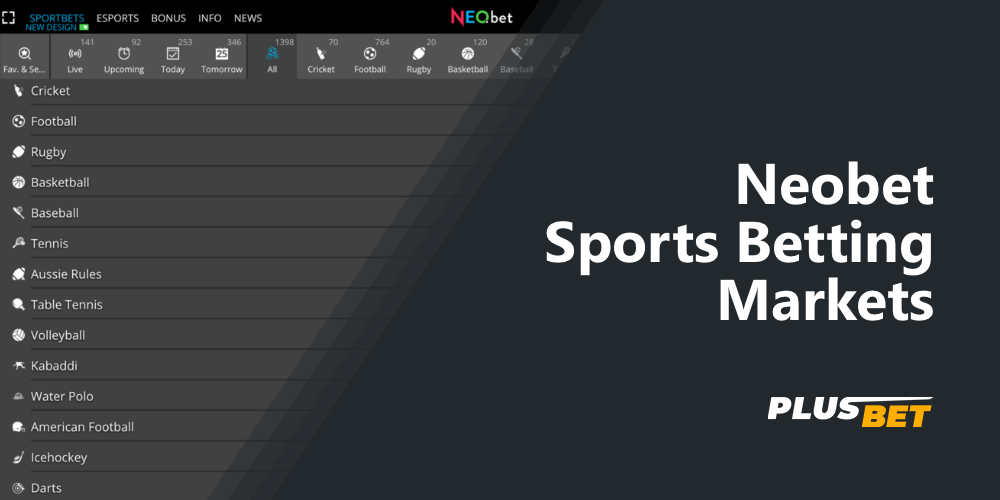 List of sports disciplines in Neobet, on which you can bet