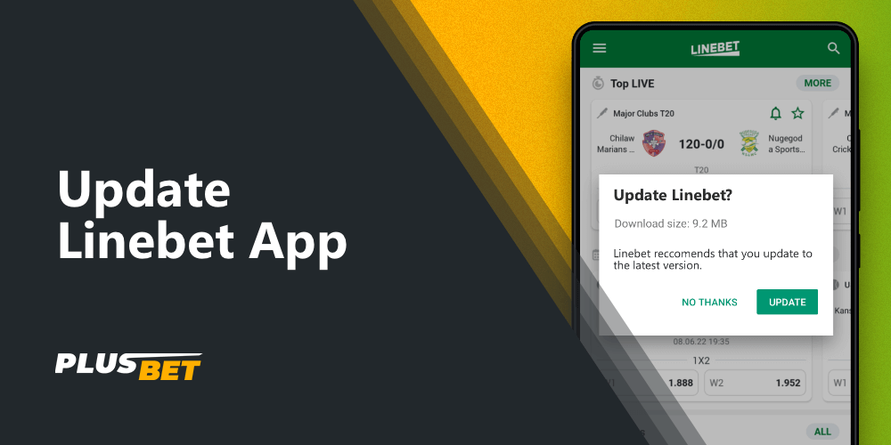 Notification that a new version of the Linebet app is available