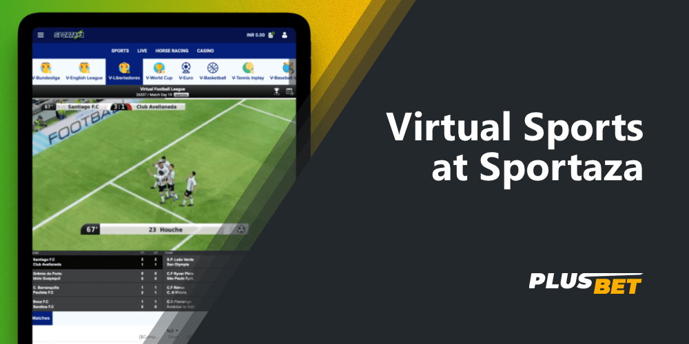 Sportaza website page with virtual sports