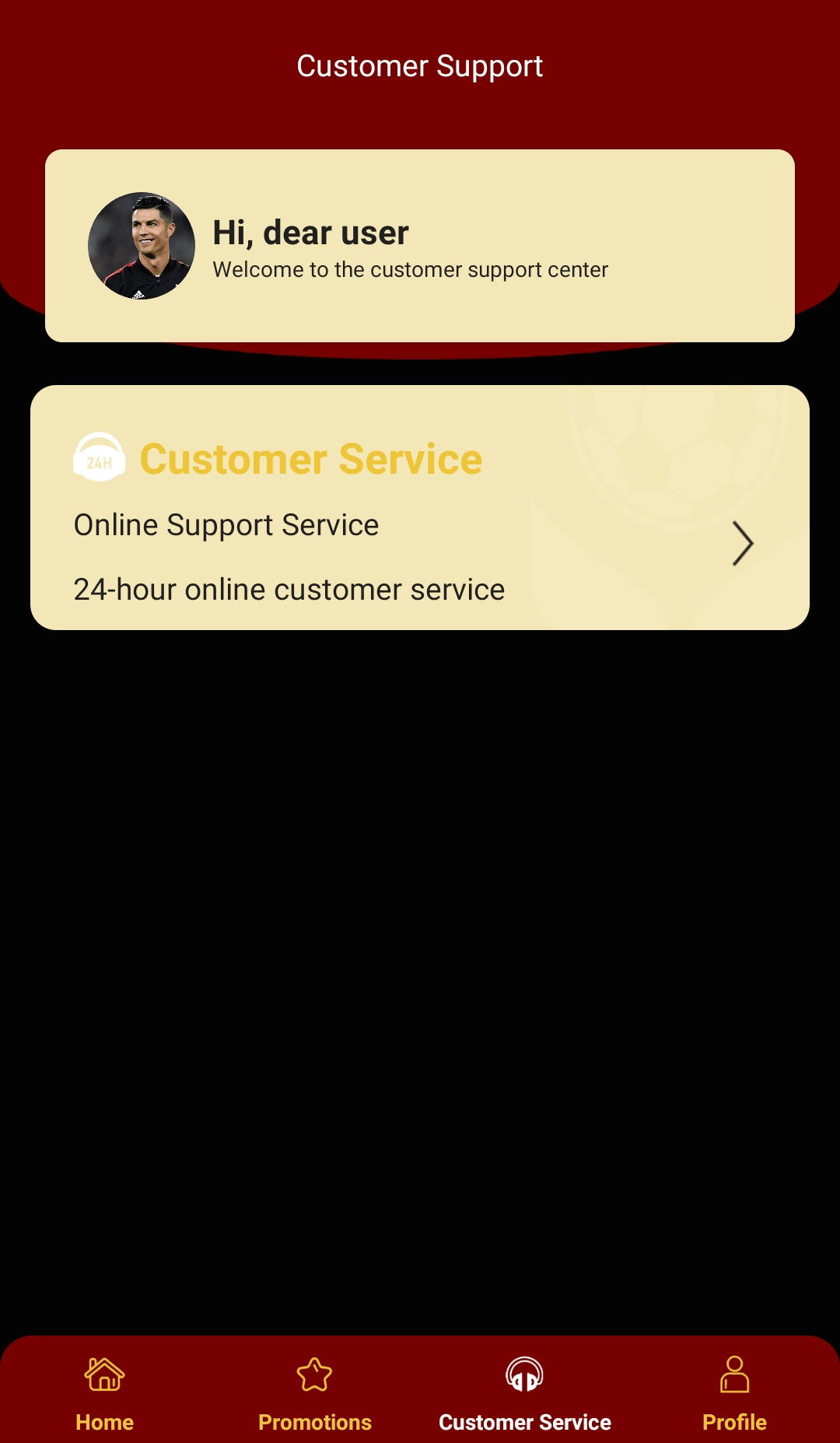 Customer support tab in the Khelraja