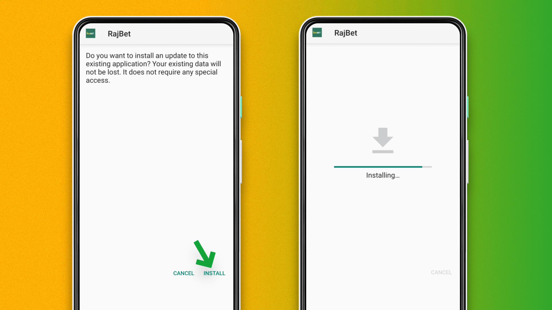 The process of installing the Rajbet app on an Android smartphone