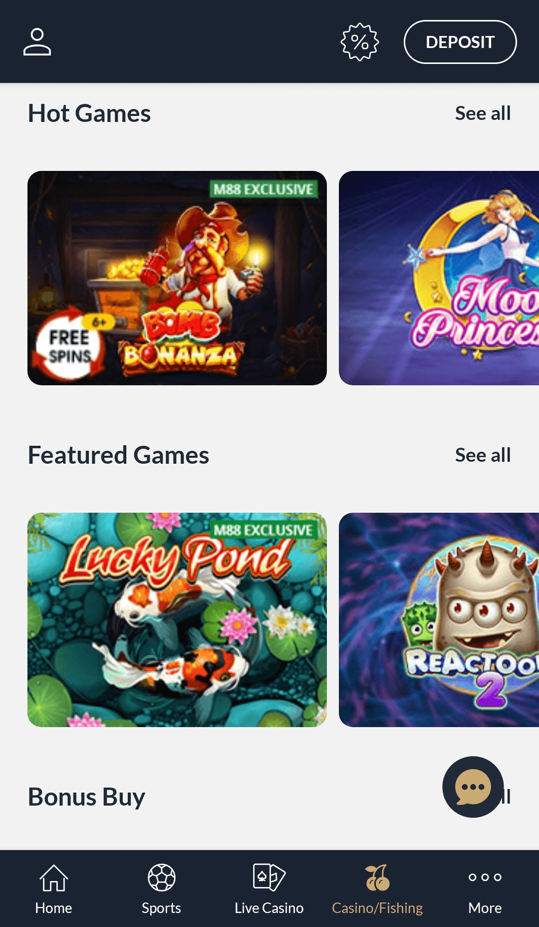 Online casino at the M88 app