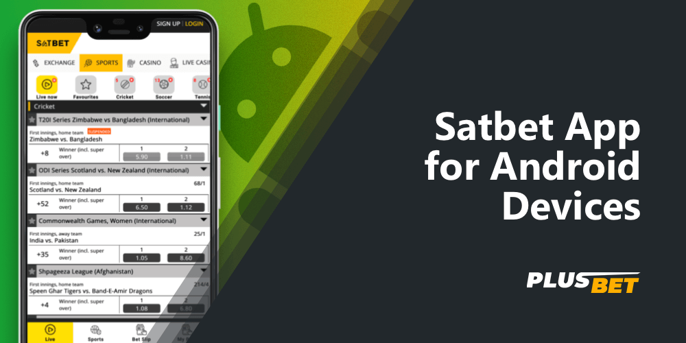 Satbet mobile application for Android devices