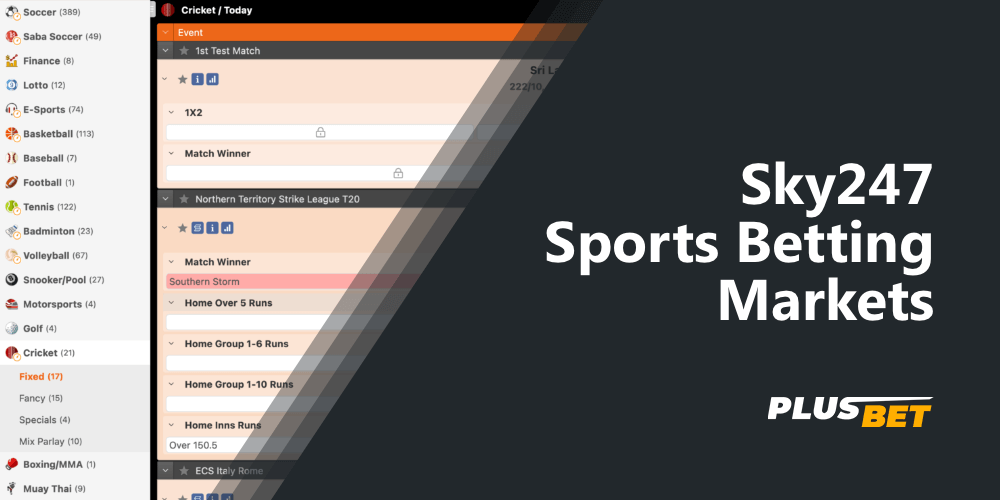 List of available sports disciplines on which you can bet at Sky247