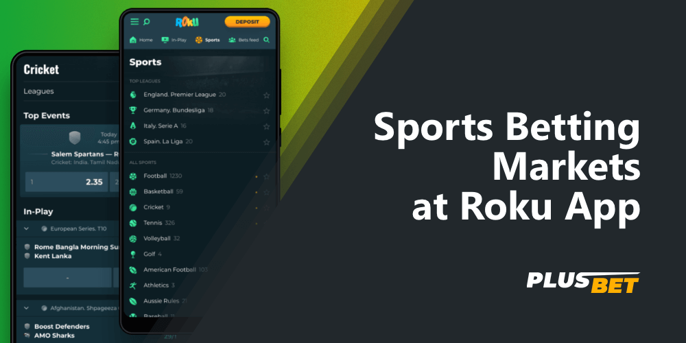 Sports betting section in the Rokubet app