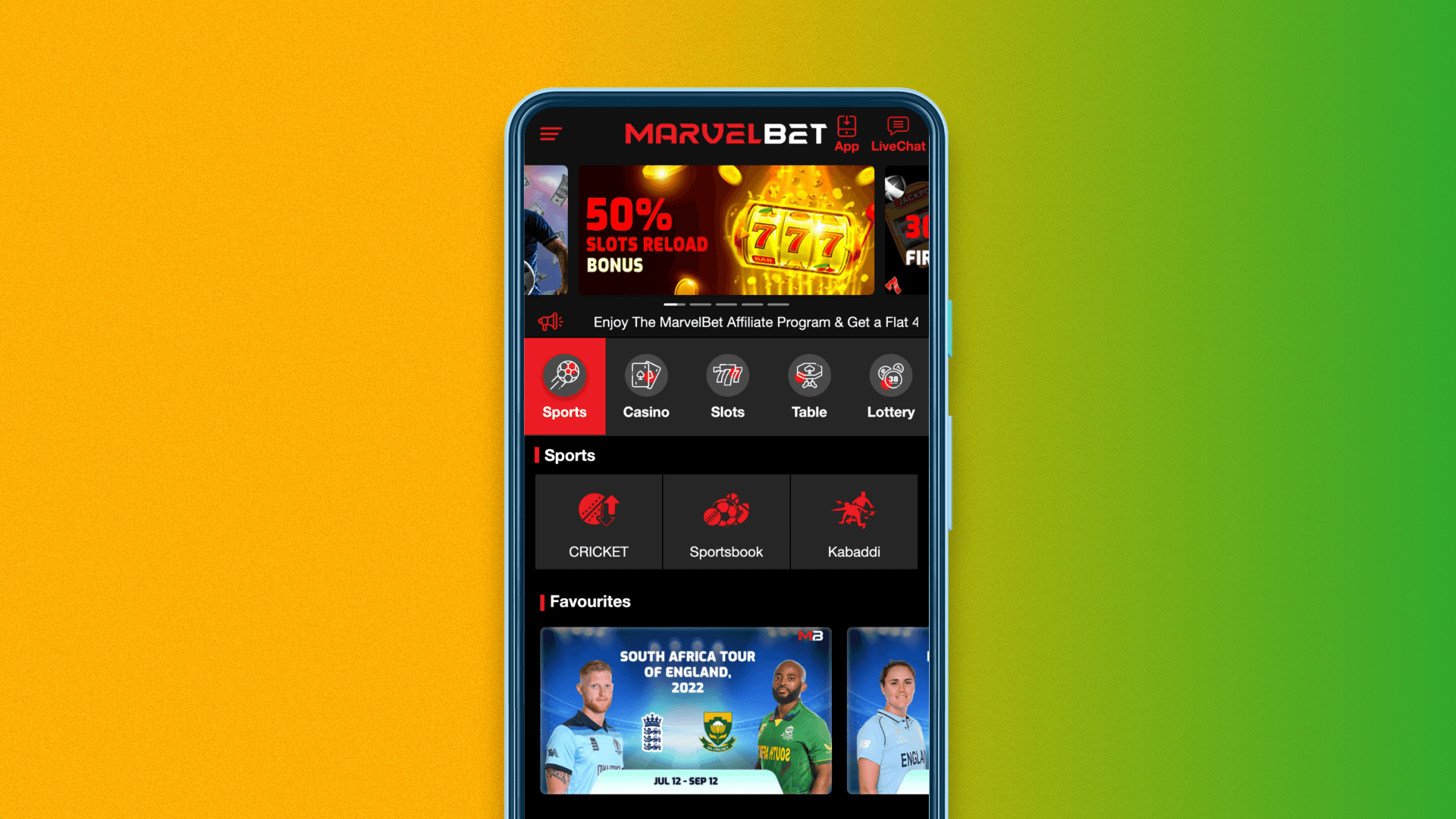 Download the Android app from Marvelbet's official website in India