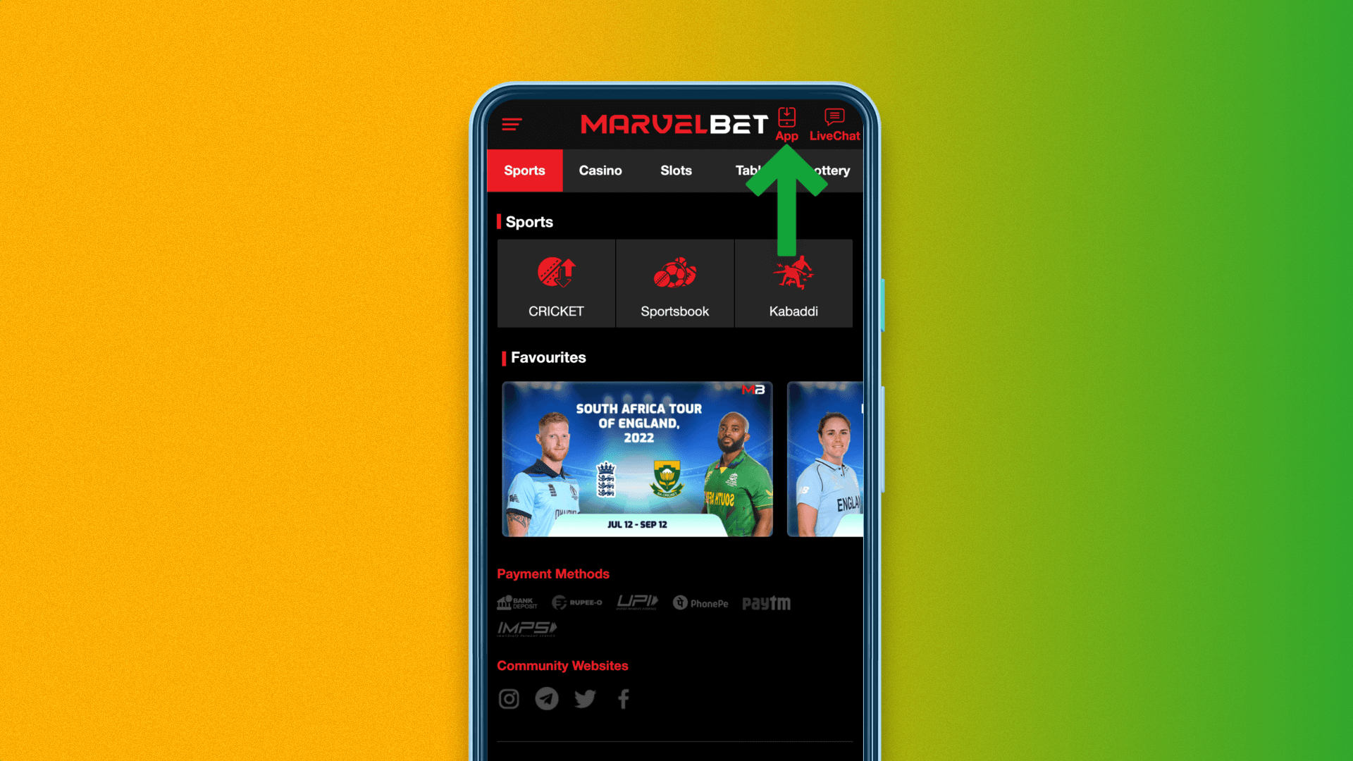 The free Marvelbet mobile app for Android devices