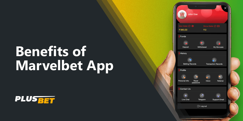 The main benefits of Marvelbet mobile application for players from India