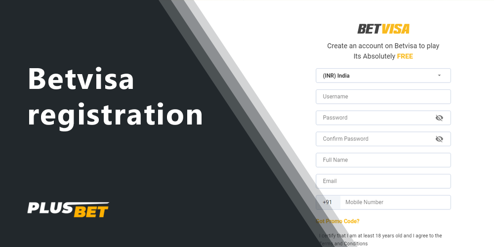 How to create a new account on the Betvisa bookmaker website