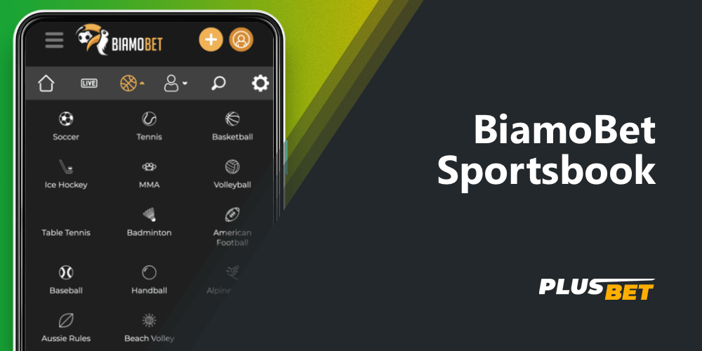 The BiamoBet sportsbook includes dozens of sports disciplines 
